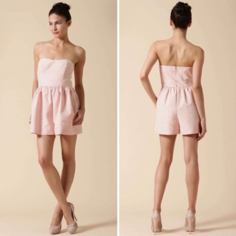 Ali Ro Red & White Polka Dot Romper Dress
